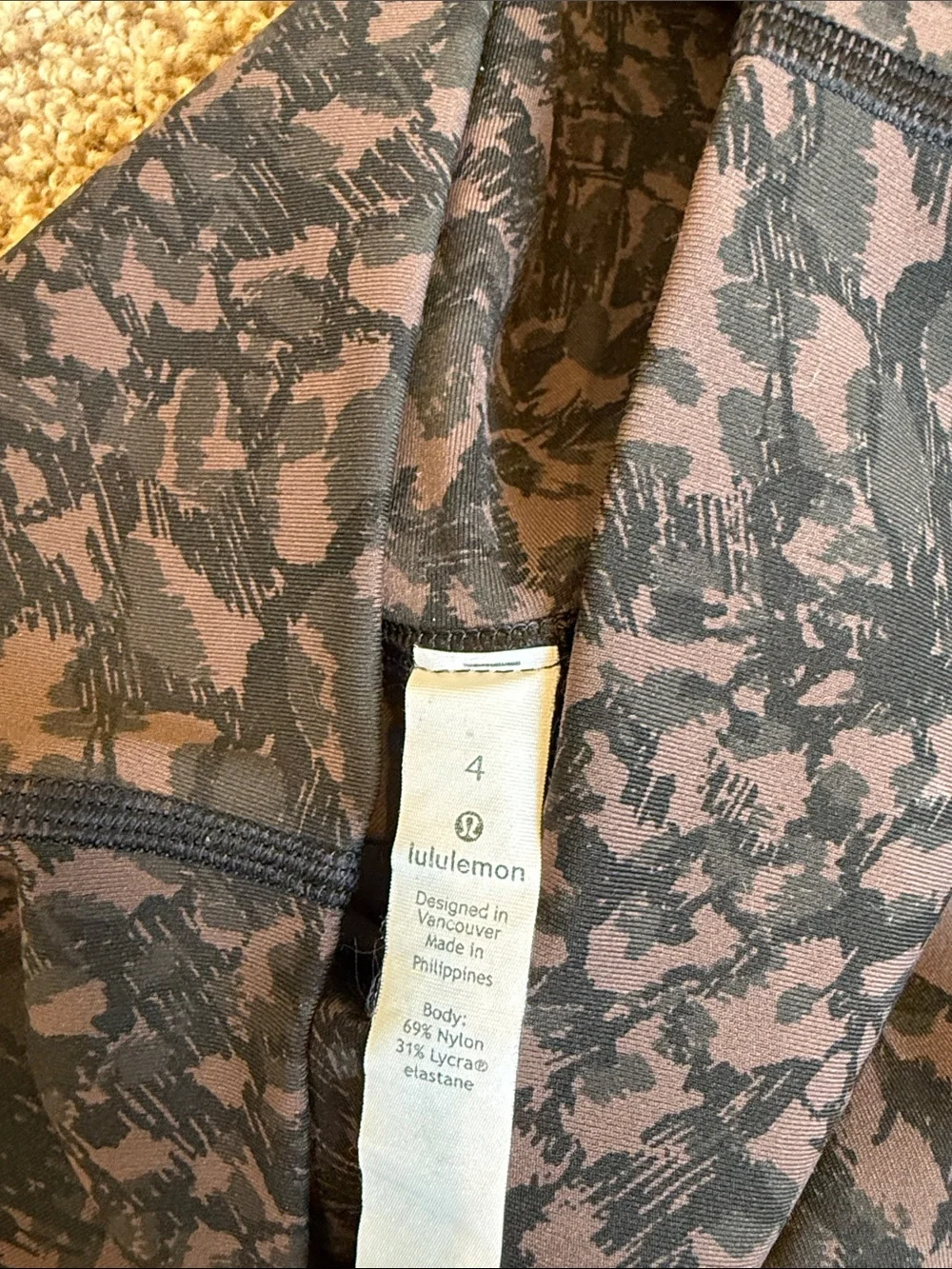 lululemon athletica Printed Workout Leggings in Black and Brown